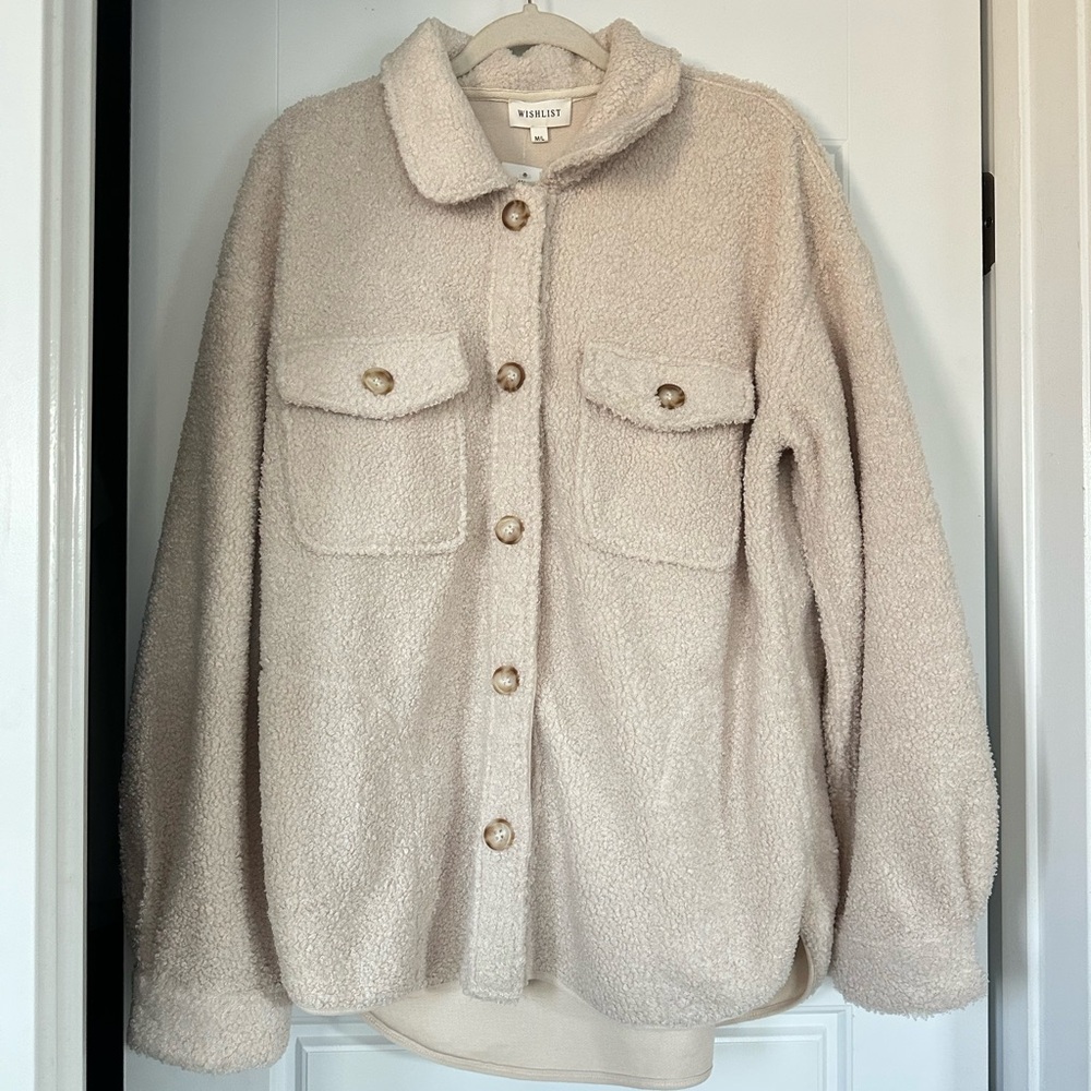 Cream Sherpa Button Shacket
